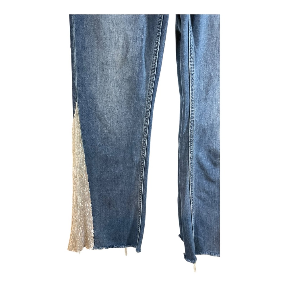 Pilcro and The Letterpress Women's High-Rise Sequined Flared Jeans Blue Size 26 - Picture 4 of 16